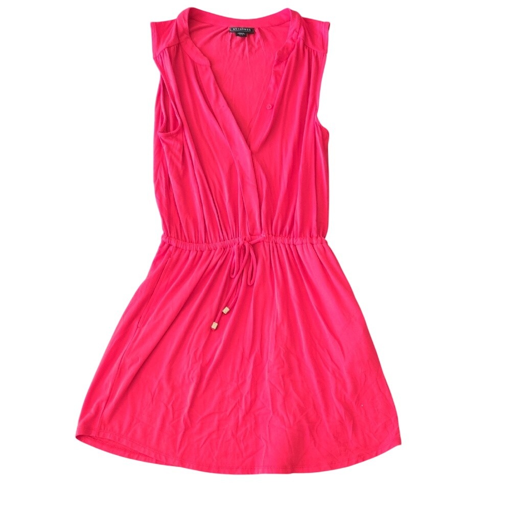 Metaphor Hot Pink Sleeveless Surplice V-Neck Drawstring Waist Jersey Dress Small
